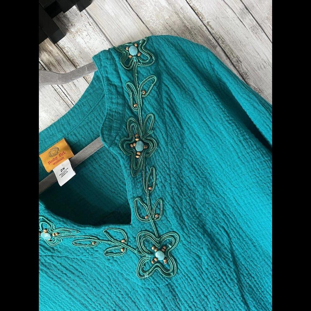 Ruby Rd. 2X Embroidered Boho Tunic‎ Top - Picture 5 of 8